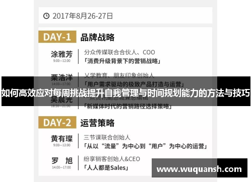 如何高效应对每周挑战提升自我管理与时间规划能力的方法与技巧